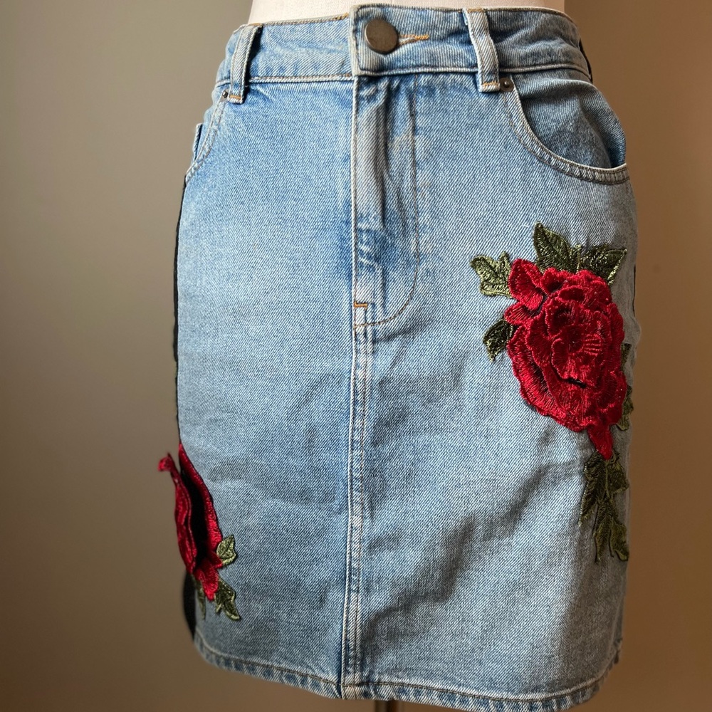 ASOS Denim Original Skirt with Embroidery